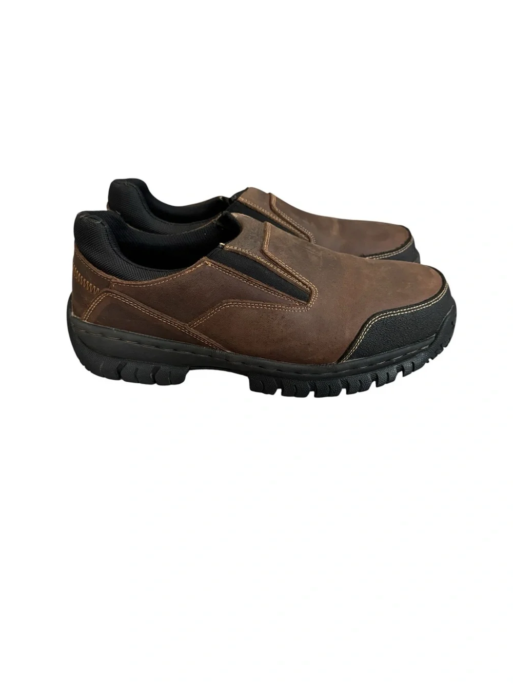 Skechers steel toe  Brown Slip-On Shoes size 9.5